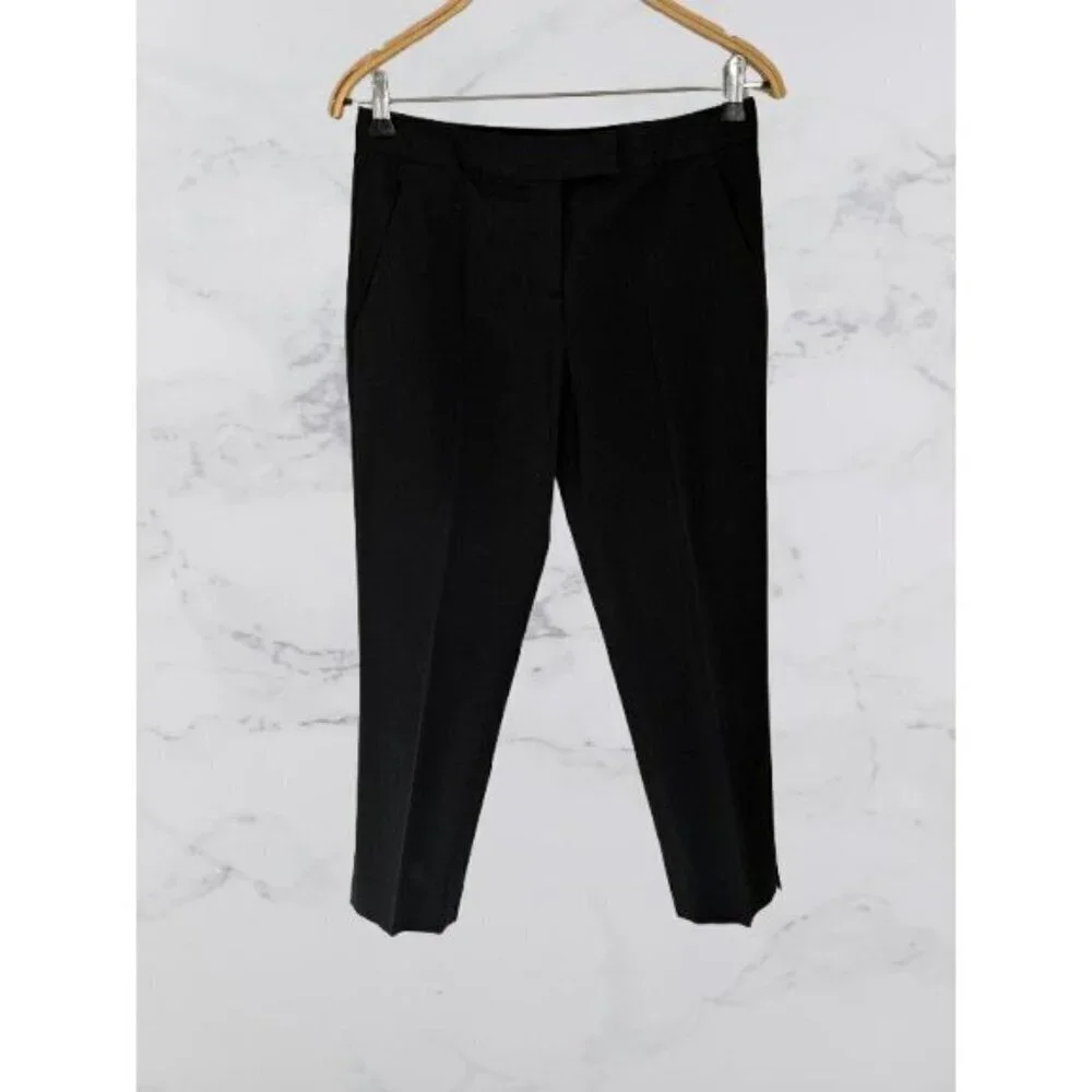 Theory Black Cropped Dress Pants With Side & Back Pockets Size 4